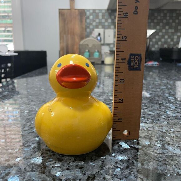 Vintage Yellow Rubber Duck Ceramic Coin Bank – 5” Tall - Picture 5 of 8